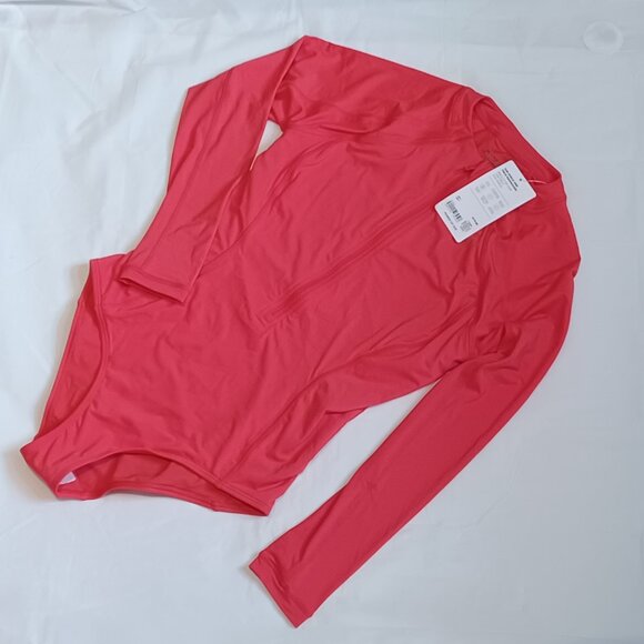 NWT S Sunset Orange Athleta Sun Shield One Piece Rashguard Swimsuit Rash Guard - Picture 6 of 9